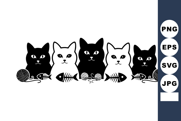 Black And White Cat Clipart Image 6