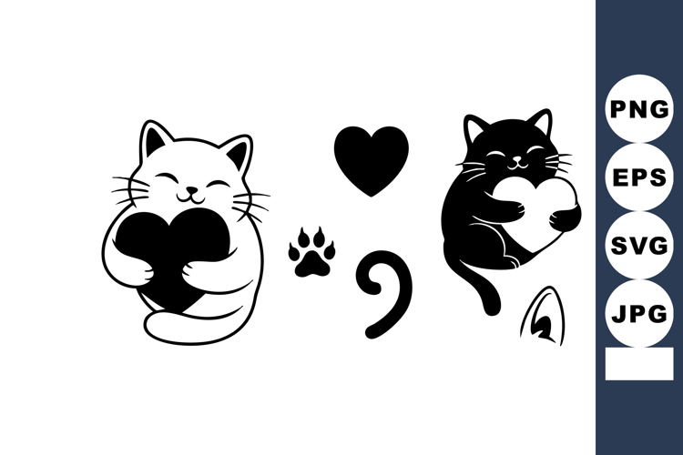 Black And White Cat Clipart Image 2