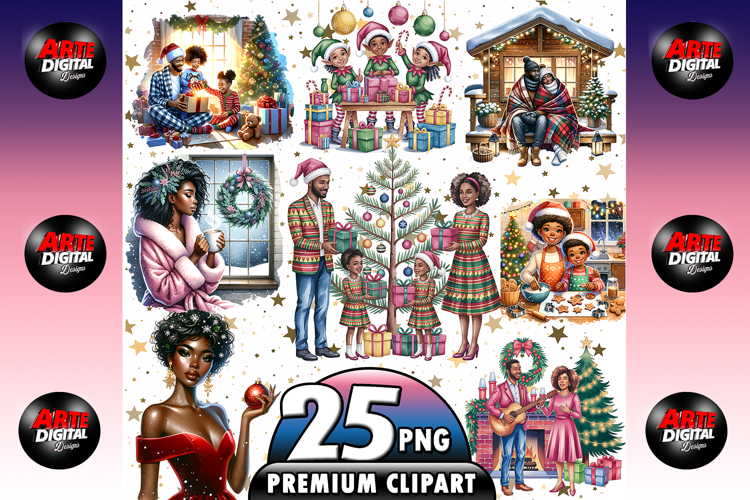 African American Christmas Clipart Bundle png