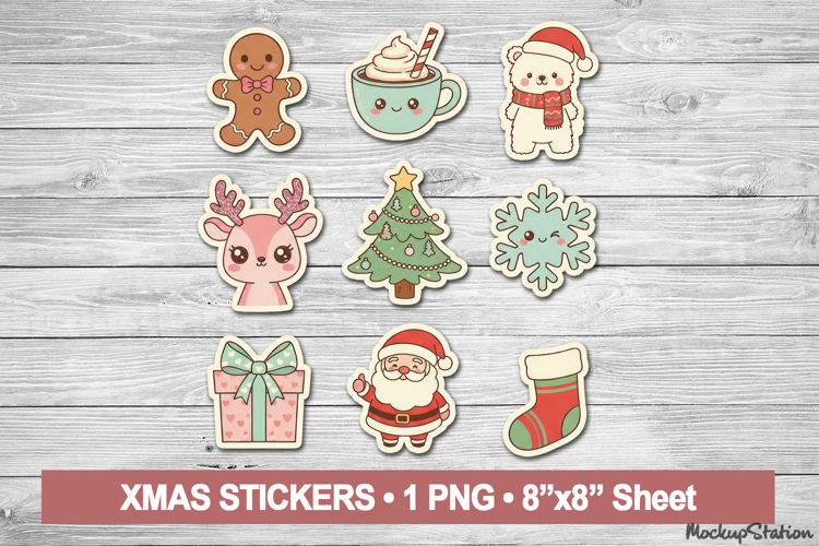 Kawaii Christmas Stickers Cute Girly PNG Clipart