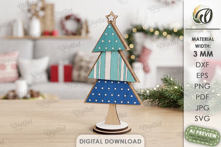 Standing Christmas Tree Laser Cut. Christmas Decor SVG example image 1