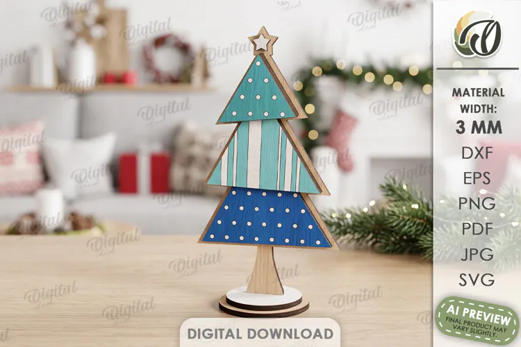 Standing Christmas Tree Laser Cut. Christmas Decor SVG