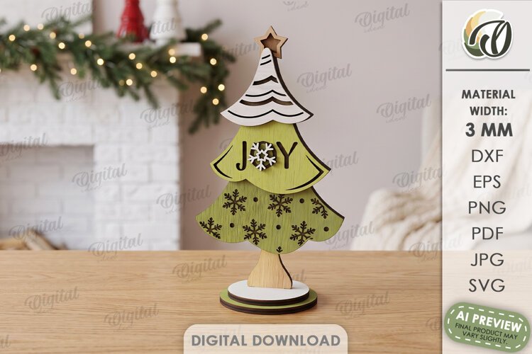 Standing Christmas Tree Laser Cut. Christmas Decor SVG example image 1