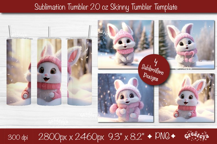 Christmas Tumbler wrap Christmas Pink Bunny Tumbler png 20oz