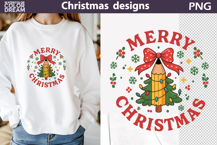 Christmas Teacher Sublimation | Merry Teacher Design