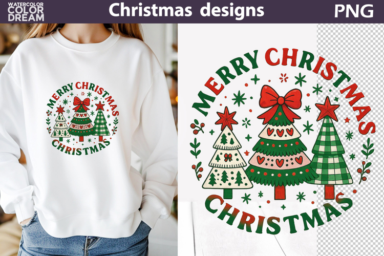 Christmas Tree Sublimation | Merry Christmas Design