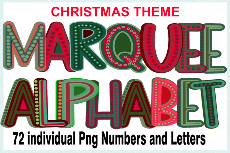 Christmas Marquee Letters Alphabet png | colorful Bright
