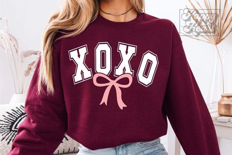 XOXO Coquette Ribbon Valentines Day SVG PNG Hugs and Kisses