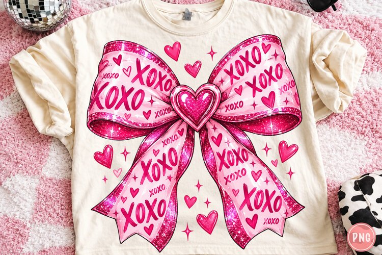 Xoxo Valentine Coquette Bow Png example image 1