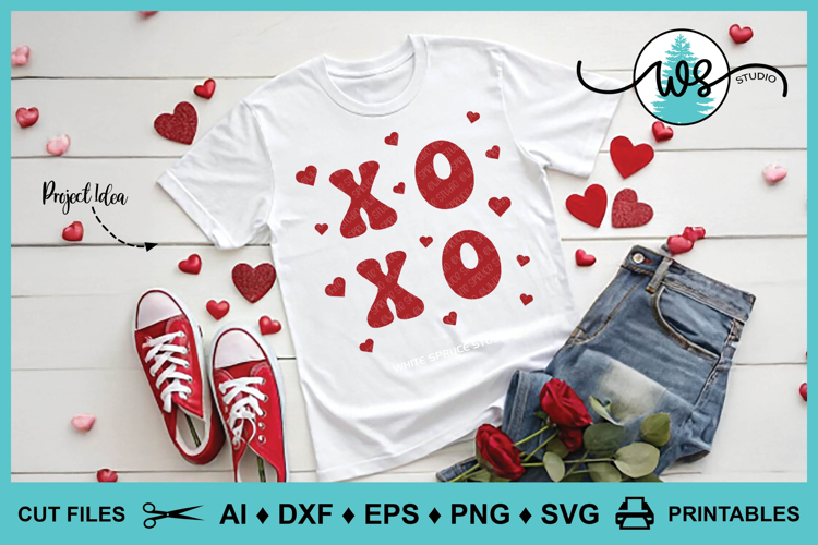 XOXO Valentine Couples Anniversary Childrens SVG and Print