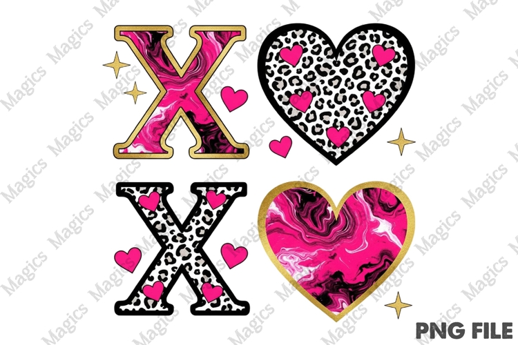XOXO Valentine Day Heart Brushstroke Png