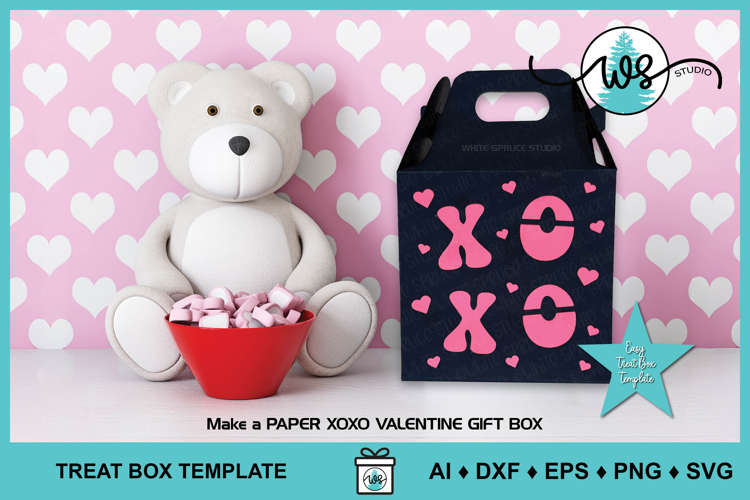 XOXO Valentine Gift Box SVG | Valentine Treat Box Cut File