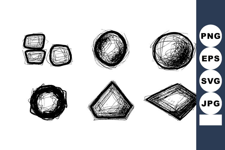 Hand Drawn Black Geometric Shapes Vector Set for Design Elem