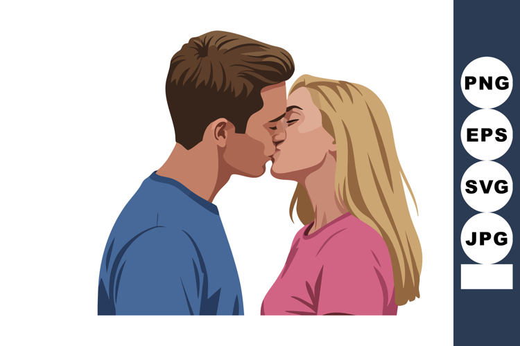 Young couple kissing tenderly romantic love moment relations example image 1