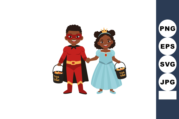 Children Wearing Halloween Costumes Holding Trick or Treat B