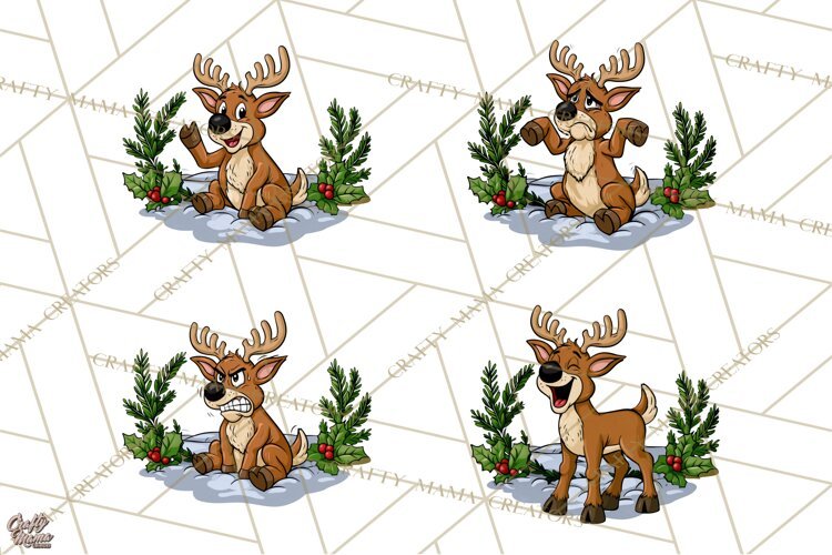 Merry Moods Reindeer Christmas Clipart | Funny Holiday Png example image 1