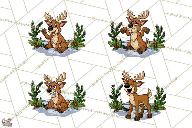 Merry Moods Reindeer Christmas Clipart | Funny Holiday Png