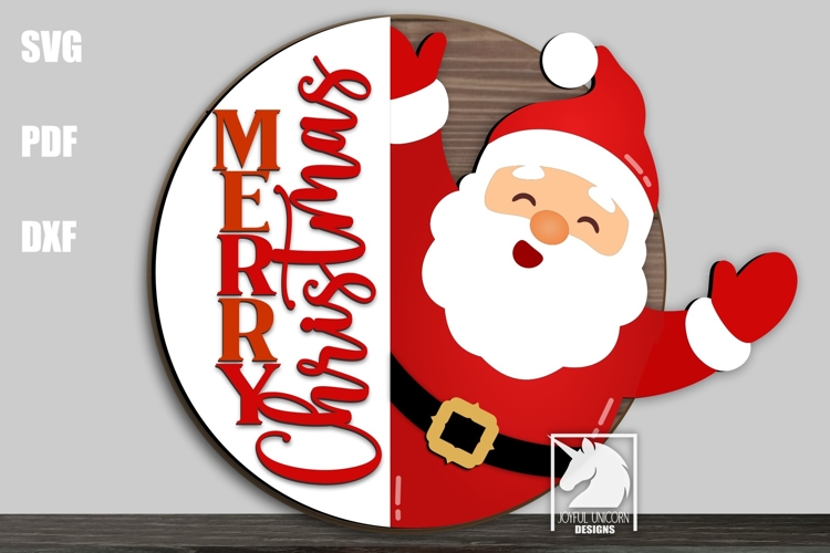 Merry Christmas Santa Round Sign SVG | Santa Claus Sign SVG