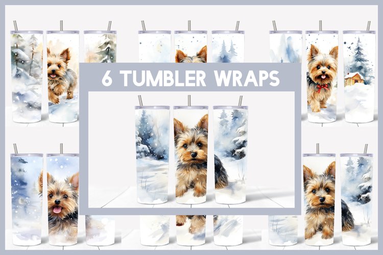 6 Winter Yorkshire Dog Tumbler Sublimation|Winter Tumbler