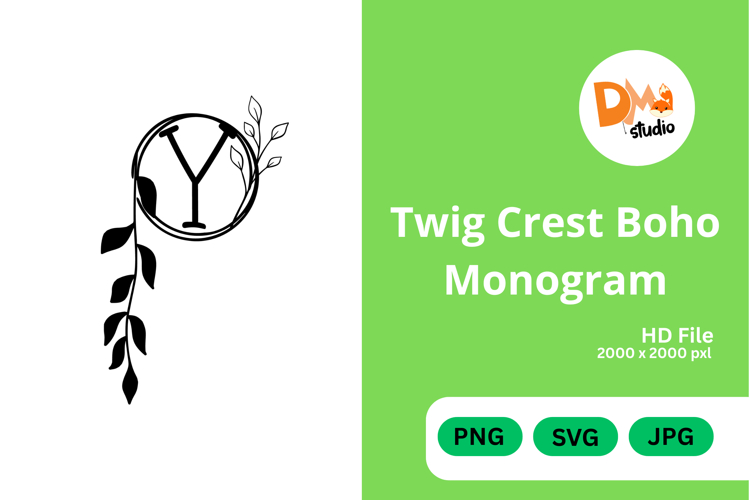 Twig Crest Boho Monogram