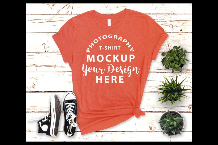 Bella Canvas 3001 t-shirt mock-up ORANGE HEATHER (2426142)
