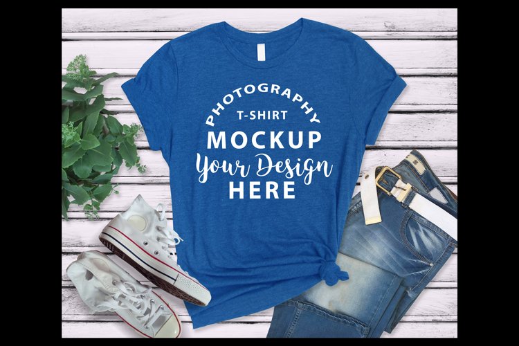 Bella Canvas 3001 t-shirt mock-up ROYAL HEATHER