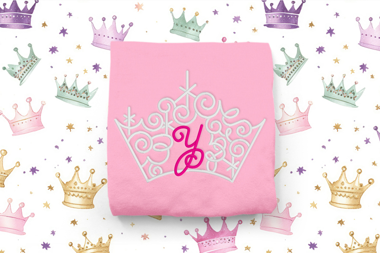 Ornate Magical Tiara with Letter Y Embroidery File