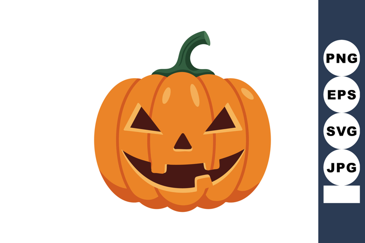 Halloween pumpkin jack o lantern with green stem orange colo