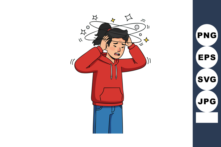Young woman feeling dizzy and stressed holding head wearing