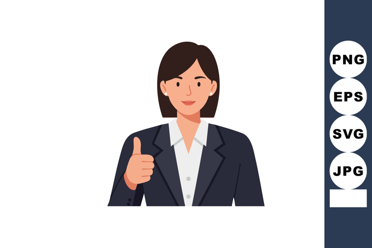 Businesswoman showing thumbs up approval gesture in formal s