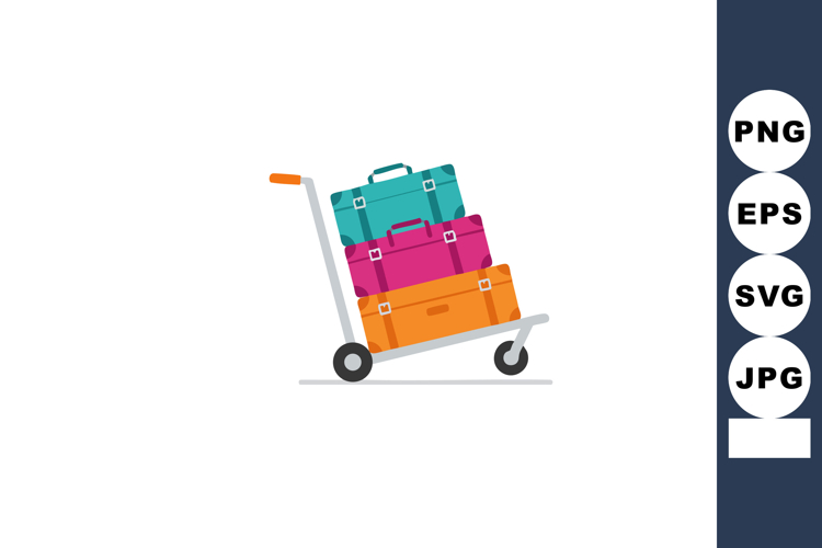 Luggage Cart with Colorful Suitcases for Travel and Transpor example image 1