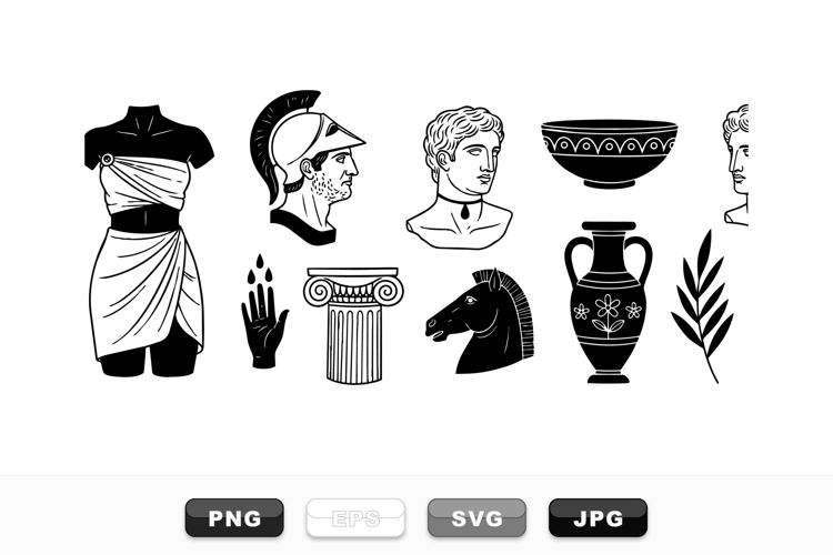 Ancient Greek Vector Illustration Clipart Set Bundle