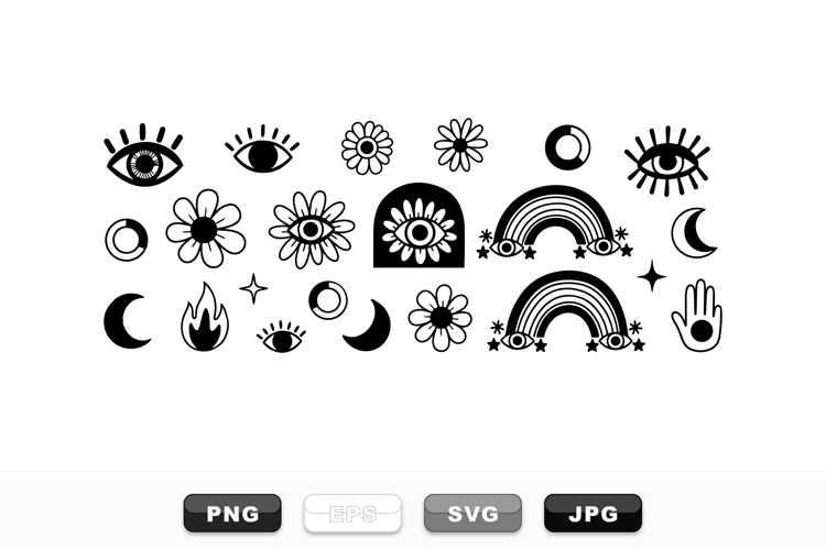 Minimalist Mystical Eye Moon Clipart Bundle