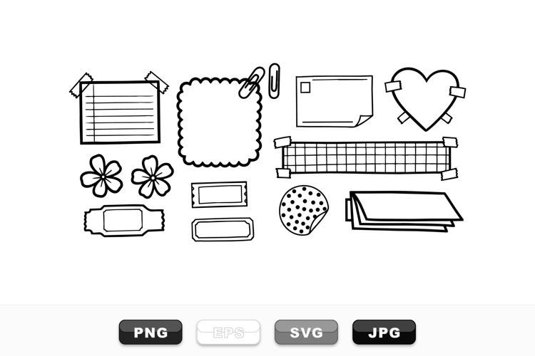 Hand Drawn Scrapbook Label Clipart Bundle for Crafts
