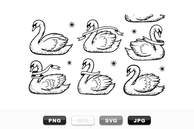 Hand Drawn Swan Vector Clipart Bundle for Crafts