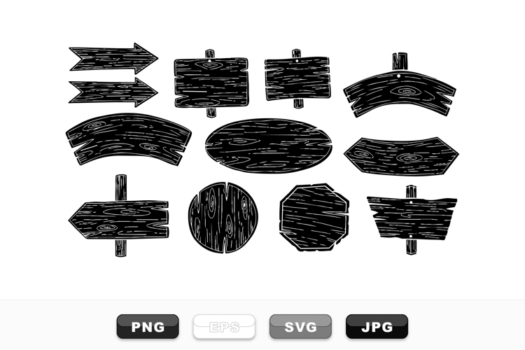 Rustic Hand Drawn Wood Sign Clipart Bundle