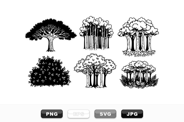 Vintage Hand Drawn Tree Clipart Bundle For Crafts