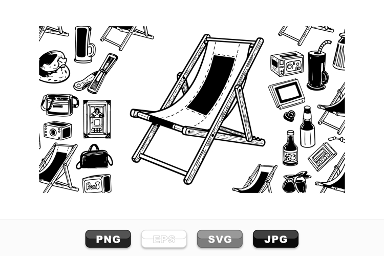 Hand Drawn Vintage Beach Chair Vector Clipart Bundle