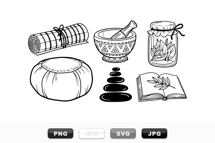 Hand Drawn Wellness Spa Tools SVG Bundle