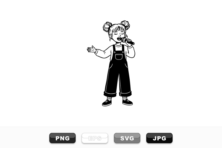 Cute Singing Girl Vector Illustration Pack for Kids