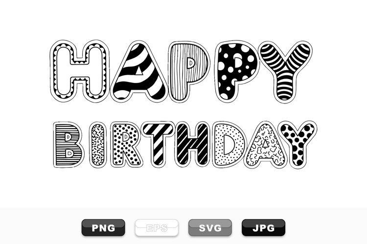 Hand Drawn Birthday Alphabet SVG Bundle For Crafts