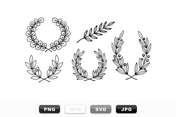 Hand Drawn Laurel Wreath SVG Bundle For Crafts