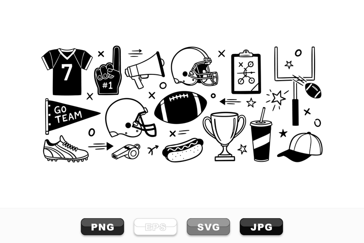 American Football Game Icon Clipart Bundle