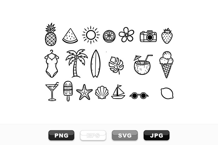 Hand Drawn Summer Vacation Svg Clipart Bundle