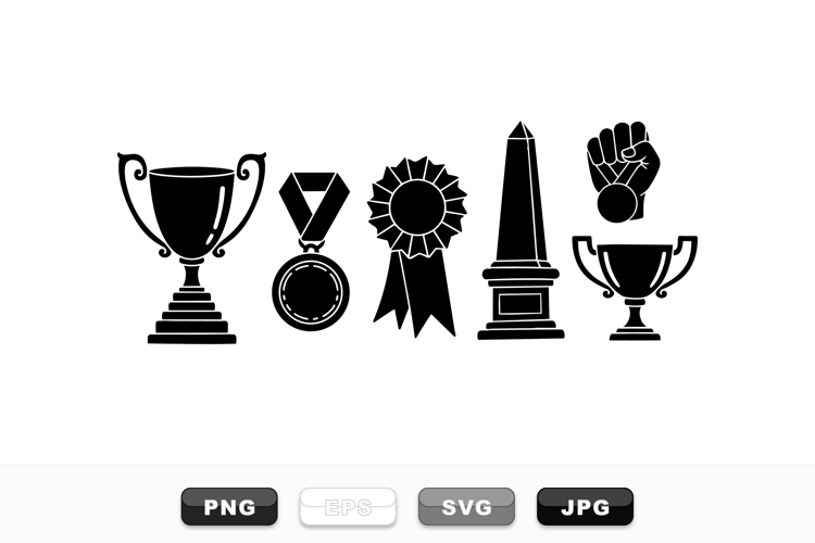 Retro Trophy And Award Vector Clipart Set