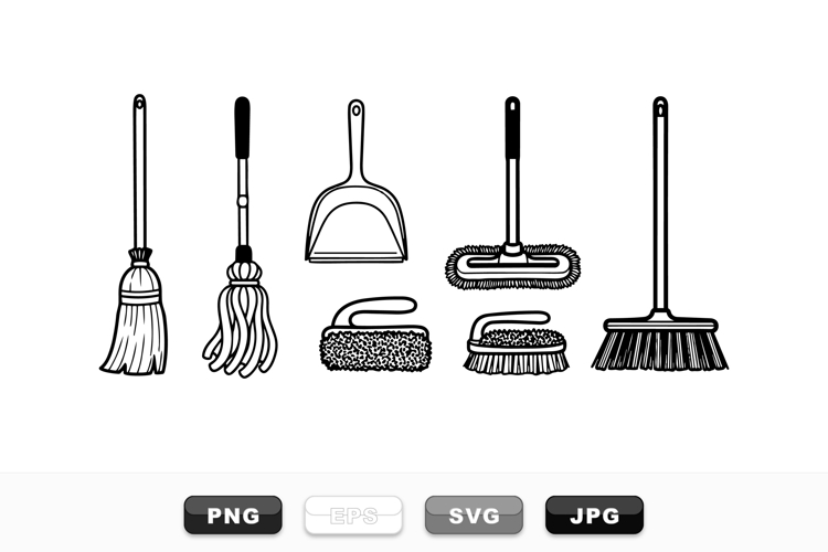 Hand Drawn Cleaning Tools SVG Bundle For Crafts