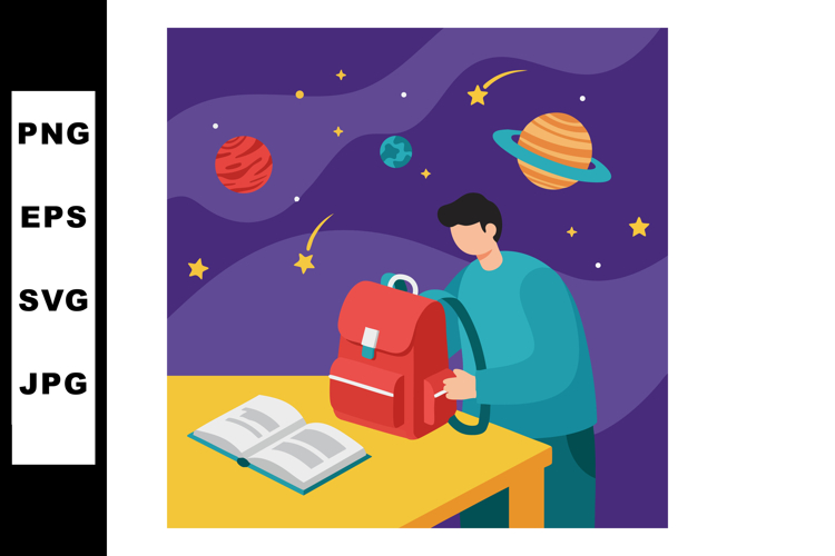 Open Backpack Clipart Image 4