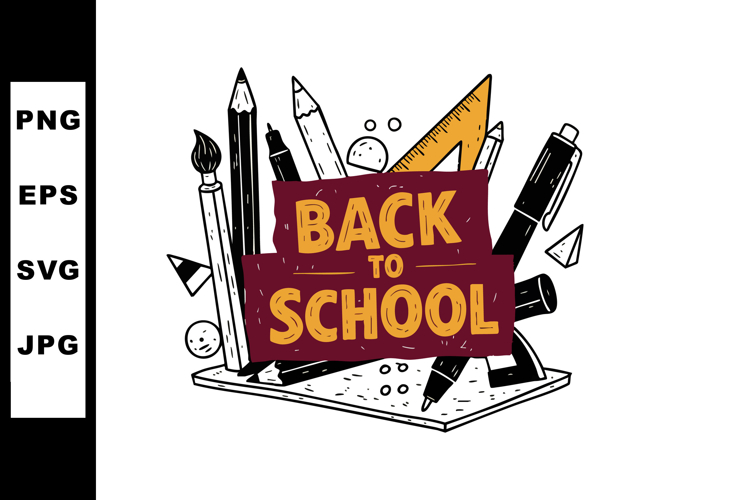 Back to school education supplies with pencils pen ruler and