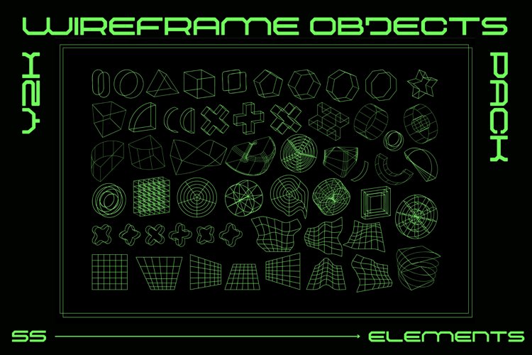 Y2K Wireframe Futuristic Objects example image 1