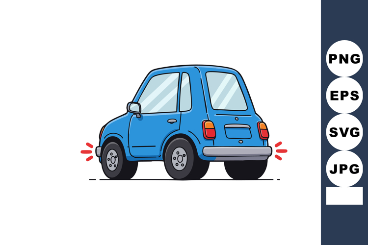 Blue compact car with brake lights on vector illustration in example image 1